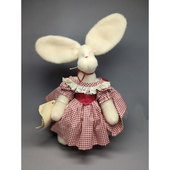 Vintage Handmade Plush Bunny Rabbit Lace Stuffed Animal 12" by Elaine Dingler